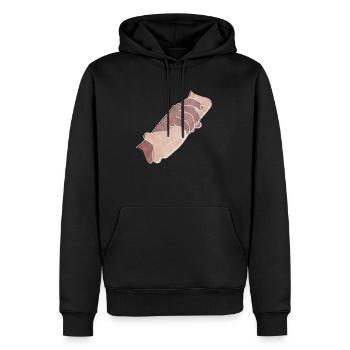 "Helping Hands", Boho Line Art Design, Series Hands - Men’s Premium Organic Hoodie - black - Front - Nico (187cm)