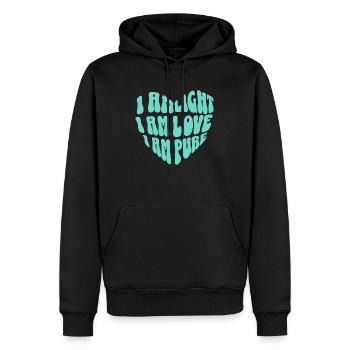 Herz, Selbstliebe, positive Affirmationen - Männer Premium Bio Hoodie - Schwarz - Vorne - Nico (187cm)