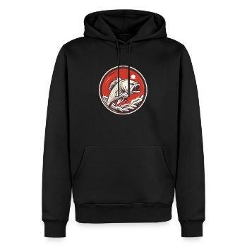 Édition Pêcheur - Sweat à capuche Premium bio Homme - noir - Devant - Nico (187cm)