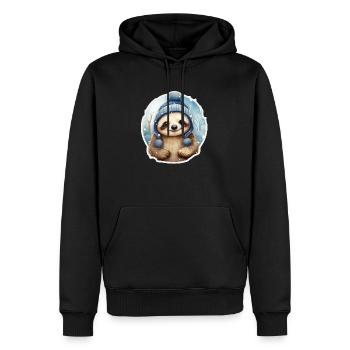Faultier bei frostigem Wetter - Männer Premium Bio Hoodie - Schwarz - Vorne - Nico (187cm)