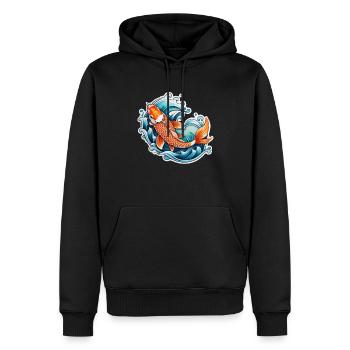 carpe koi - poisson japon - Sweat à capuche Premium bio Homme - noir - Devant - Nico (187cm)