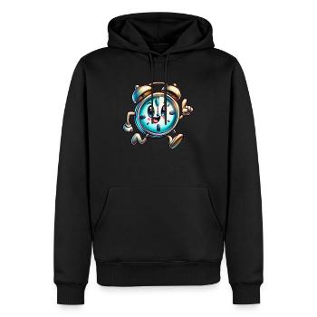 Wecker zur Hauptverkehrszeit! Skurrile laufende Uhr - Männer Premium Bio Hoodie - Schwarz - Vorne - Nico (187cm)