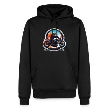Biker / Motorrad Fahrer / Biker / Zweirad / Cross - Männer Premium Bio Hoodie - Schwarz - Vorne - Nico (187cm)