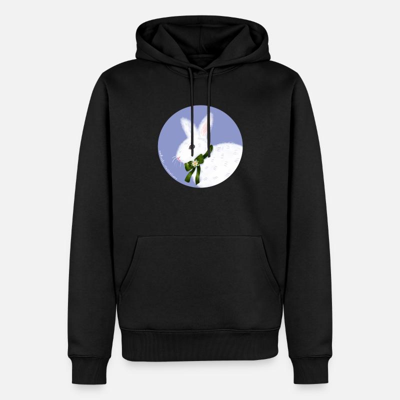 Lapin blanc - Sweat à capuche Premium bio Homme - noir