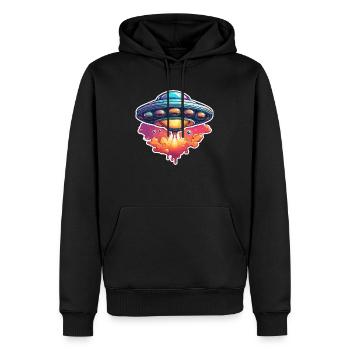 Alien / Vaisseau spatial / OVNI / Zone 51 / Tout / Mars - Sweat à capuche Premium bio Homme - noir - Devant - Nico (187cm)