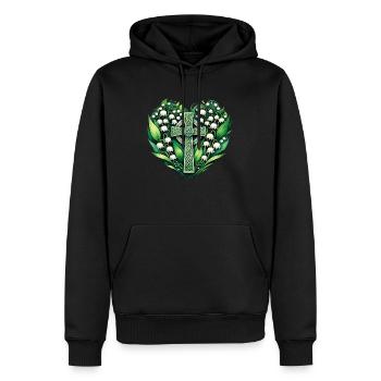 Croix de noeud celtique - Sweat à capuche Premium bio Homme - noir - Devant - Nico (187cm)