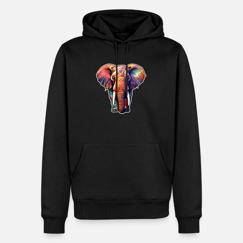 Éléphant psychédélique - Sweat à capuche Premium bio Homme - noir