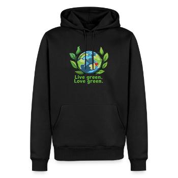 Vivez vert, aimez le vert. - Sweat à capuche Premium bio Homme - noir - Devant - Nico (187cm)