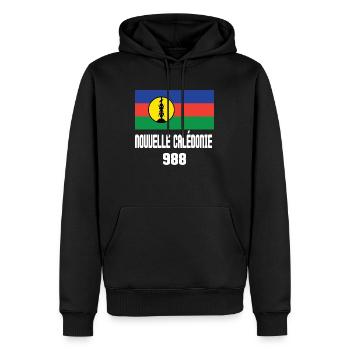 cadeau design kanak drapeau Nouvelle Calédonie - Sweat à capuche Premium bio Homme - noir - Devant - Nico (187cm)