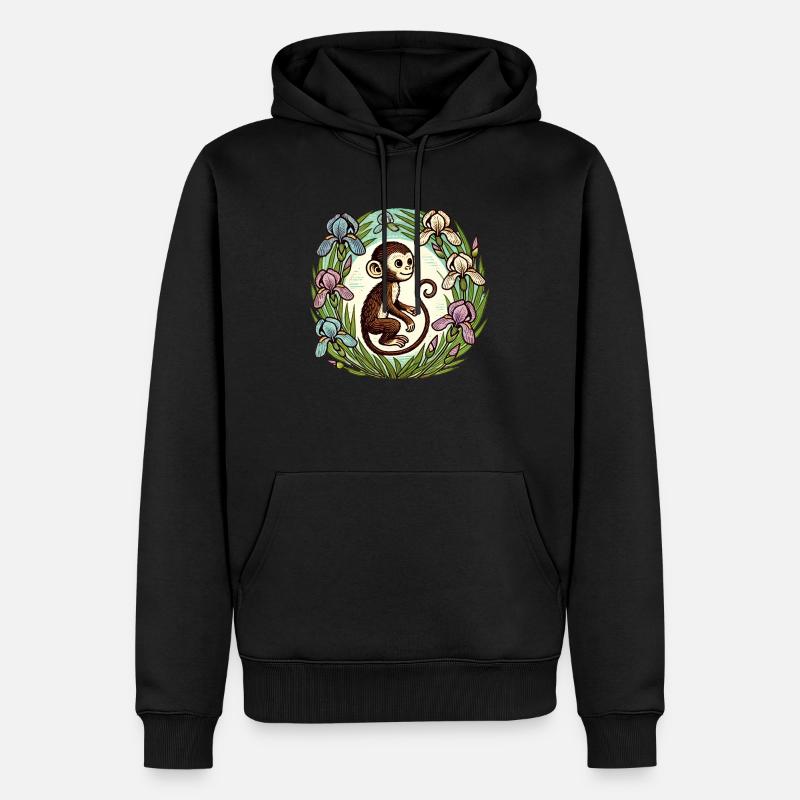 Singe Iris - Sweat à capuche Premium bio Homme - noir