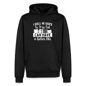 Je vends des maisons pour que mon chat puisse avoir une vie meilleure - Sweat à capuche Premium bio Homme - noir - Devant - Nico (187cm)