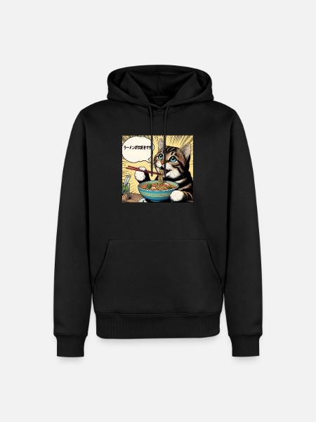 I love ramen cat - Men’s Premium Organic Hoodie - black