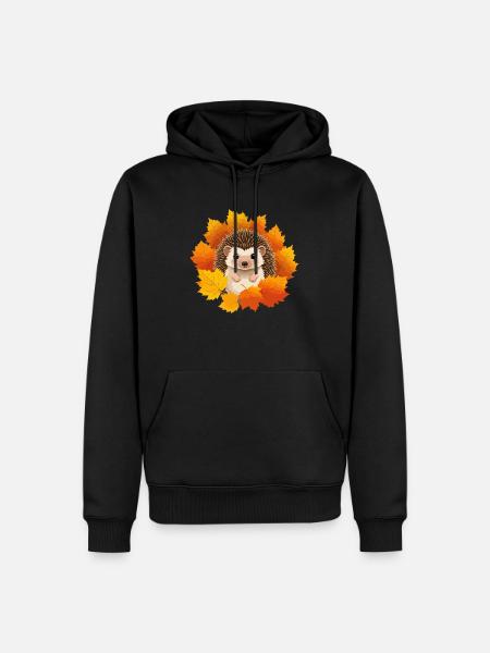 Hérisson et feuilles - Sweat à capuche Premium bio Homme - noir