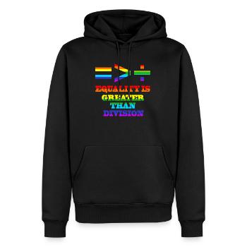 L’égalité est plus grande que la division de la Gay Pride LGBTQ+ - Sweat à capuche Premium bio Homme - noir - Devant - Nico (187cm)