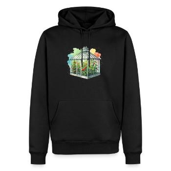 Serre de rêve #1 - Sweat à capuche Premium bio Homme - noir - Devant - Nico (187cm)