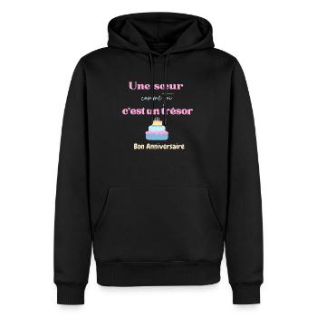 Une sœur comme toi cest un trésor Bon anniversaire - Sweat à capuche Premium bio Homme - noir - Devant - Nico (187cm)