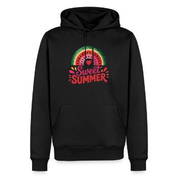 Pastèque Arc-en-ciel : Doux été - Sweat à capuche Premium bio Homme - noir - Devant - Nico (187cm)