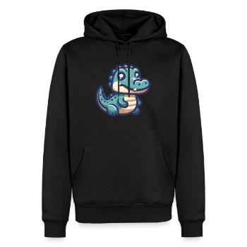 Lächelnder Alligator - Männer Premium Bio Hoodie - Schwarz - Vorne - Nico (187cm)