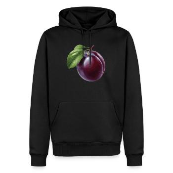 Pflaume - Männer Premium Bio Hoodie - Schwarz - Vorne - Nico (187cm)