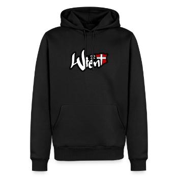 Wien 22 Donaustadt - Männer Premium Bio Hoodie - Schwarz - Vorne - Nico (187cm)