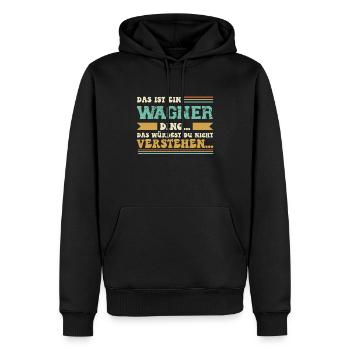 Familienname Wagner - für Familie Wagner - Männer Premium Bio Hoodie - Schwarz - Vorne - Nico (187cm)