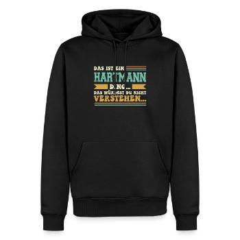 Familienname Hartmann - für Familie Hartmann - Männer Premium Bio Hoodie - Schwarz - Vorne - Nico (187cm)