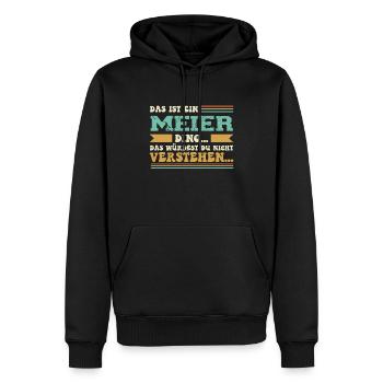 Familienname Meier - für Familie Meier - Männer Premium Bio Hoodie - Schwarz - Vorne - Nico (187cm)
