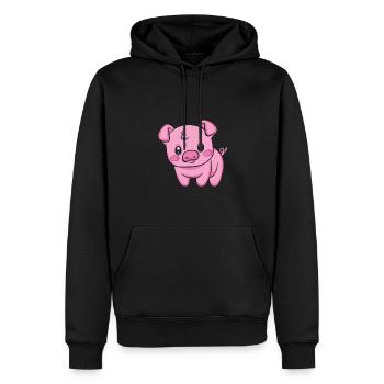 Hausschwein Wildschwein Bauer Bauernhof | Schwein - Männer Premium Bio Hoodie - Schwarz - Vorne - Nico (187cm)