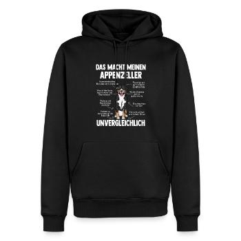 Appenzeller Sennenhund Kuscheltier Hund - Männer Premium Bio Hoodie - Schwarz - Vorne - Nico (187cm)