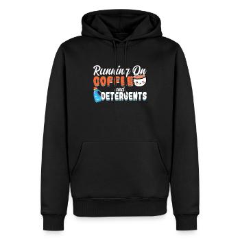 Running on Coffee and Detergents Haushaltshilfe - Männer Premium Bio Hoodie - Schwarz - Vorne - Nico (187cm)