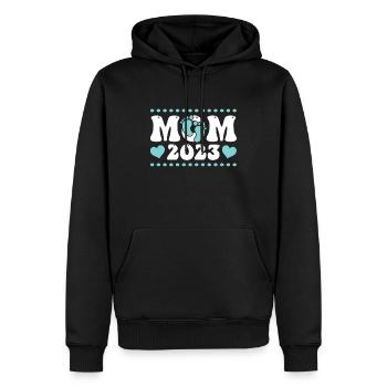 Mère Maman Est. 2023 Maman à Être - Sweat à capuche Premium bio Homme - noir - Devant - Nico (187cm)