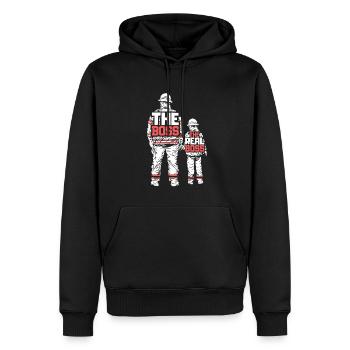 Pompier père fils partenaire look - Sweat à capuche Premium bio Homme - noir - Devant - Nico (187cm)