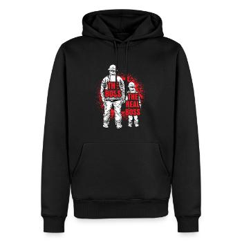 Pompier père fils partenaire look - Sweat à capuche Premium bio Homme - noir - Devant - Nico (187cm)