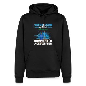 Pêche Père Fils Partenaire Look - Sweat à capuche Premium bio Homme - noir - Devant - Nico (187cm)