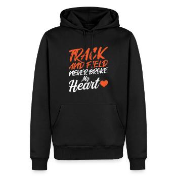L’athlétisme ne m’a jamais brisé le cœur - Sweat à capuche Premium bio Homme - noir - Devant - Nico (187cm)