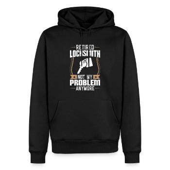 Retired locksmith - no longer my problem - Men’s Premium Organic Hoodie - black - Front - Nico (187cm)