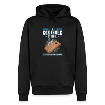 Ton trou est mon but - Cornhole - Sweat à capuche Premium bio Homme - noir - Devant - Nico (187cm)