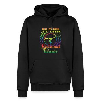Ich würde jetzt lieber Rhönrad Rhönradturnerin - Männer Premium Bio Hoodie - Schwarz - Vorne - Nico (187cm)