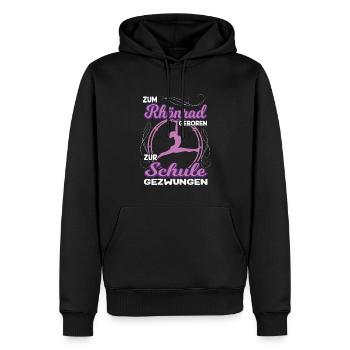 Zum Rhönrad geboren zur Schule gezwungen Akrobatin - Männer Premium Bio Hoodie - Schwarz - Vorne - Nico (187cm)