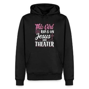 Dieses Mädchen Lebt Von Jesus Und Theater - Männer Premium Bio Hoodie - Schwarz - Vorne - Nico (187cm)