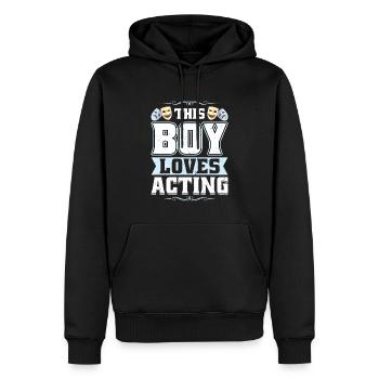 Dieser Junge Liebt Die Schauspielerei - Theater - Männer Premium Bio Hoodie - Schwarz - Vorne - Nico (187cm)