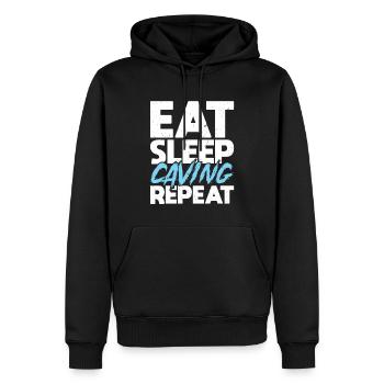 Manger la spéléologie du sommeil Répéter - Speleologist Spelunker - Sweat à capuche Premium bio Homme - noir - Devant - Nico (187cm)