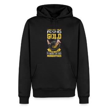 Inondation d’or Extraction d’or - Sweat à capuche Premium bio Homme - noir - Devant - Nico (187cm)