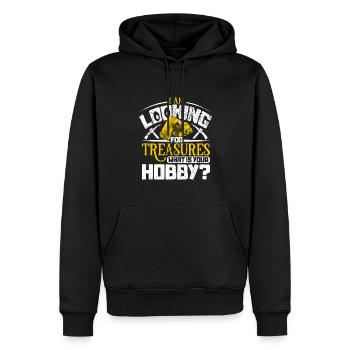 Inondation d’or Extraction d’or - Sweat à capuche Premium bio Homme - noir - Devant - Nico (187cm)
