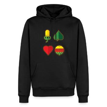 Schafkopfkarten Bayerisches Schafkopf Schnapsen - Men’s Premium Organic Hoodie - black - Front - Nico (187cm)