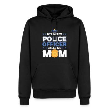Mon policier préféré m’appelle maman - Sweat à capuche Premium bio Homme - noir - Devant - Nico (187cm)