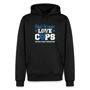 Les vraies femmes aiment les policiers - Sweat à capuche Premium bio Homme - noir - Devant - Nico (187cm)