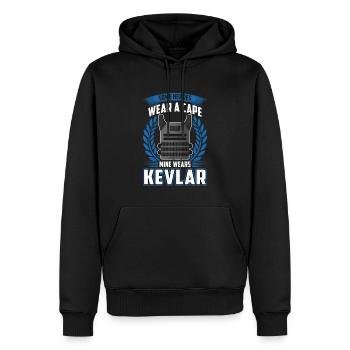 Mein Held Trägt Kevlar - Freundin Eines Polizisten - Männer Premium Bio Hoodie - Schwarz - Vorne - Nico (187cm)