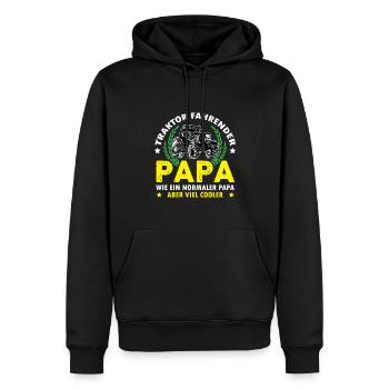 Traktor fahrender Papa wie ein normaler Papa - Männer Premium Bio Hoodie - Schwarz - Vorne - Nico (187cm)