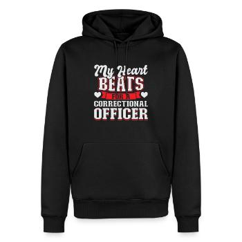 My Heart Beats For A Correctional Officer - Men’s Premium Organic Hoodie - black - Front - Nico (187cm)